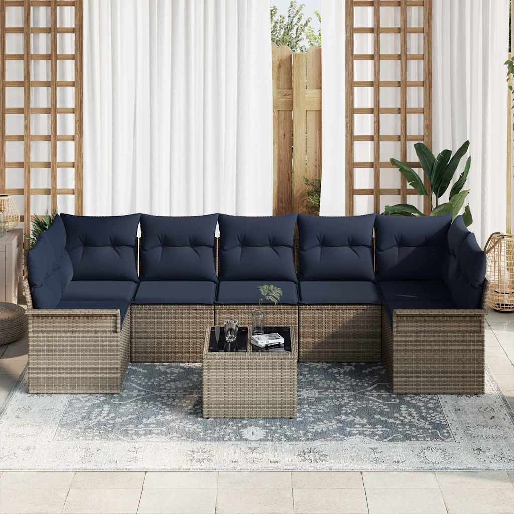 vidaXL Garden Sofa Set 8 pcs Brown poly rattan