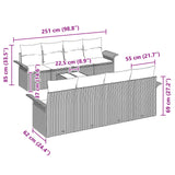 vidaXL Tuinbank Set met kussen 9 pcs Bruin poly rattan