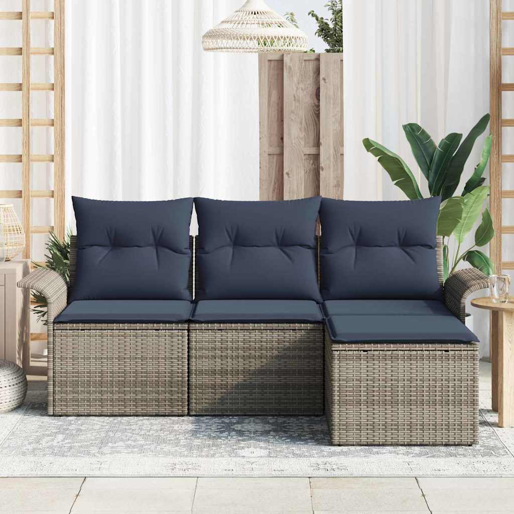 vidaXL Tuinbank Set met kussen 4 pcs Bruin poly rattan