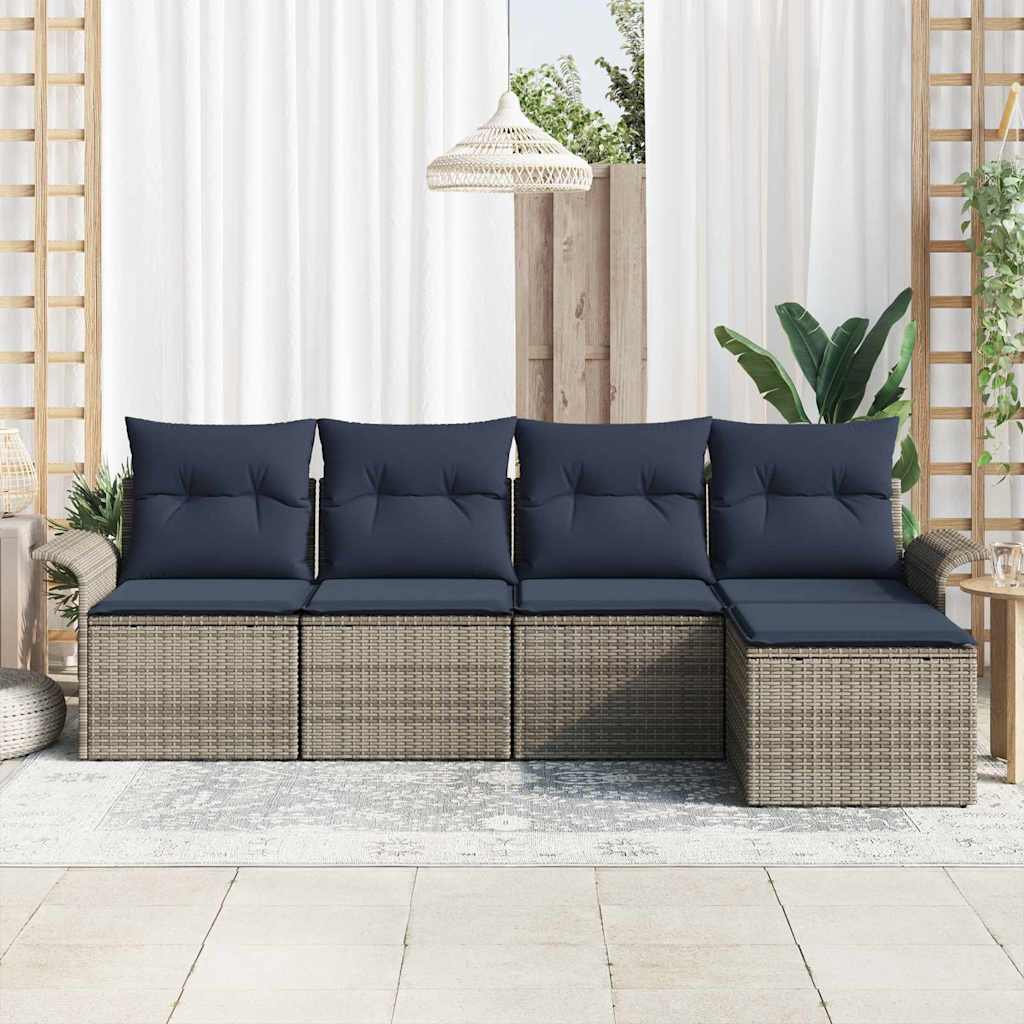 vidaXL Tuinbank Set met kussen 5 pcs Bruin poly rattan