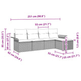 vidaXL Tuinbank Set met kussen 5 pcs Bruin poly rattan
