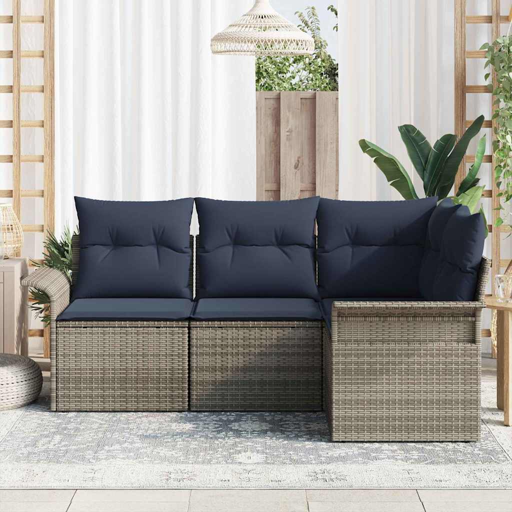 vidaXL Garden Sofa Set with Cushion Brown Poly Rattan