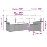 vidaXL Garden Sofa Set with Cushion Brown Poly Rattan