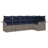 vidaXL Tuinbank Set met kussen 5 pcs Bruin poly rattan
