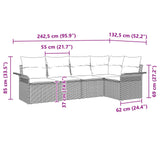 vidaXL Tuinbank Set met kussen 5 pcs Bruin poly rattan