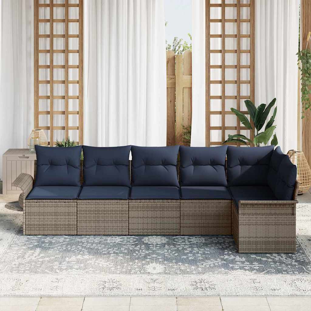 vidaXL Tuinbank Set met kussen 6 pcs Bruin poly rattan