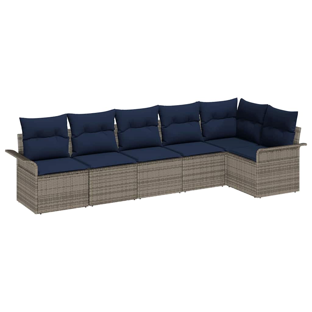 vidaXL Tuinbank Set met kussen 6 pcs Bruin poly rattan