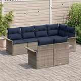 vidaXL Tuinbank Set met kussen 7 pcs Bruin poly rattan