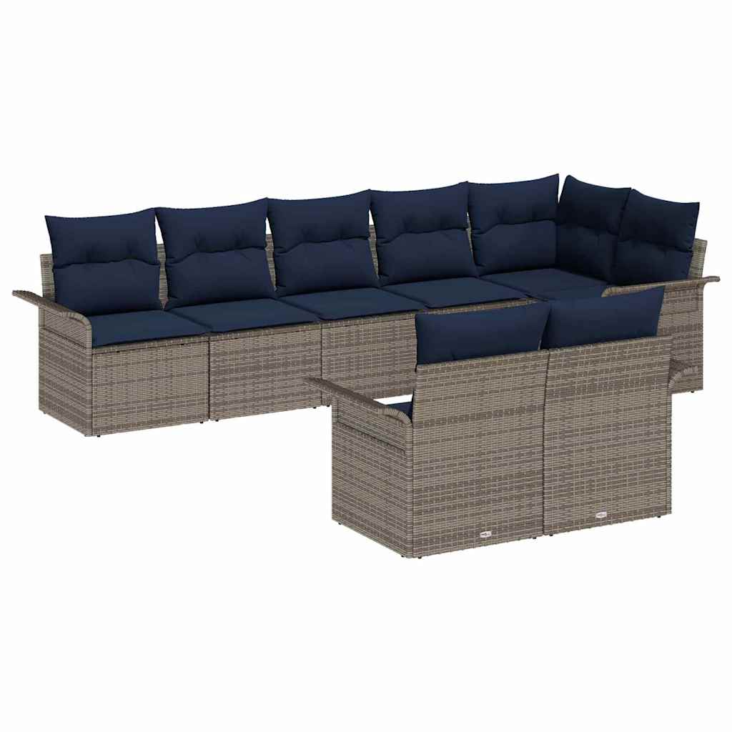 vidaXL Garden Lounge Set with cushions 8 pcs Brown poly rattan