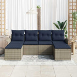 vidaXL Tuinbank Set met kussen 6 pcs Bruin poly rattan