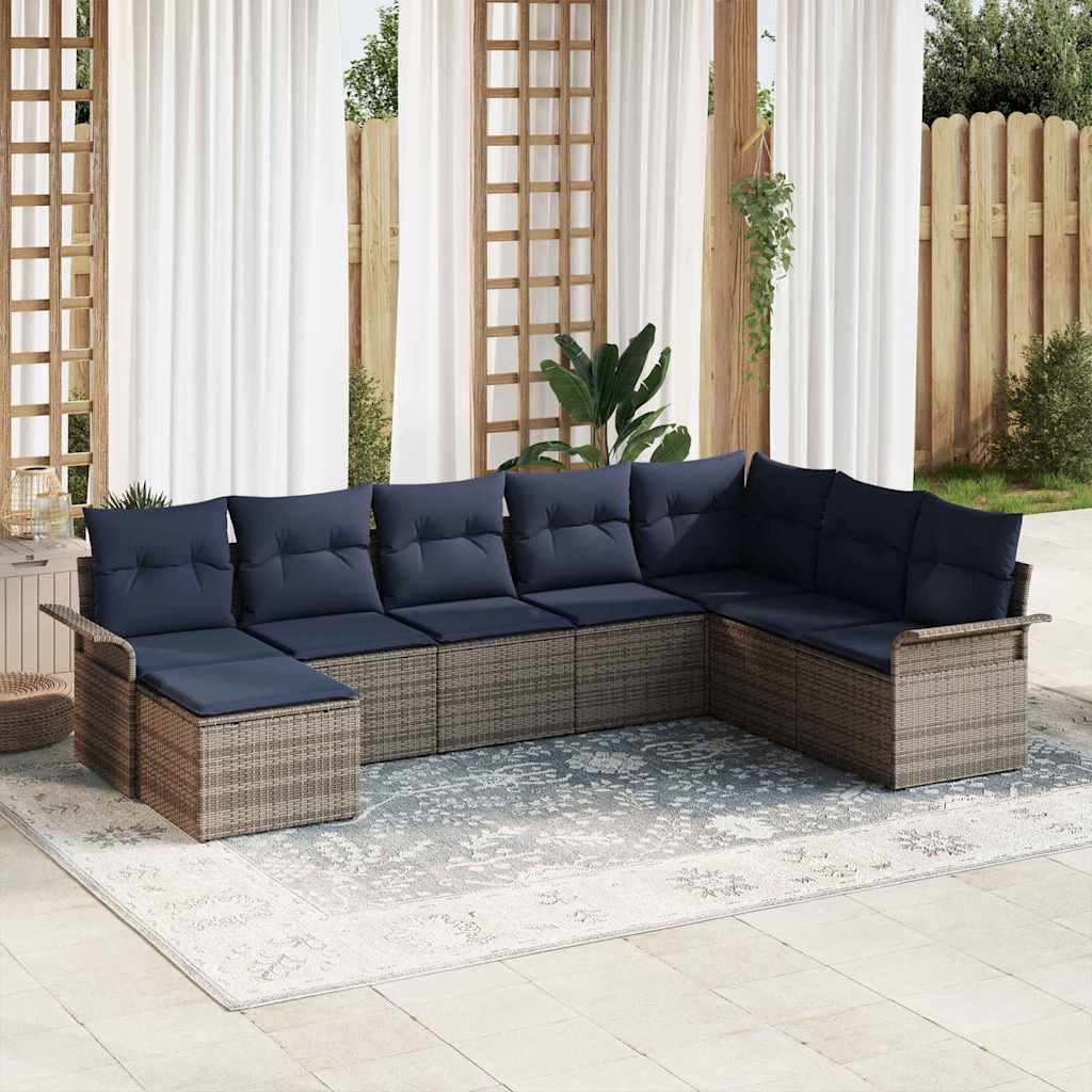 vidaXL Tuinbank Set met kussen 8 pcs Bruin poly rattan