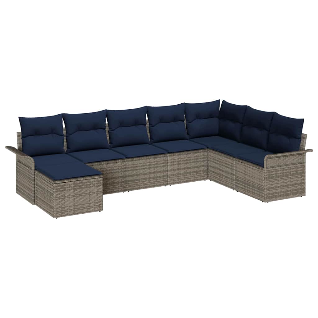 vidaXL Tuinbank Set met kussen 8 pcs Bruin poly rattan
