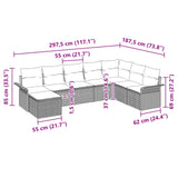 vidaXL Tuinbank Set met kussen 8 pcs Bruin poly rattan