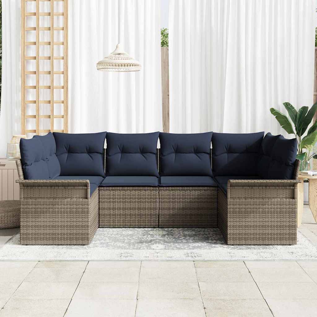 vidaXL Tuinbank Set met kussen 6 pcs Bruin poly rattan