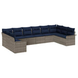 vidaXL Tuinbank Set met kussen 10 pcs Bruin poly rattan