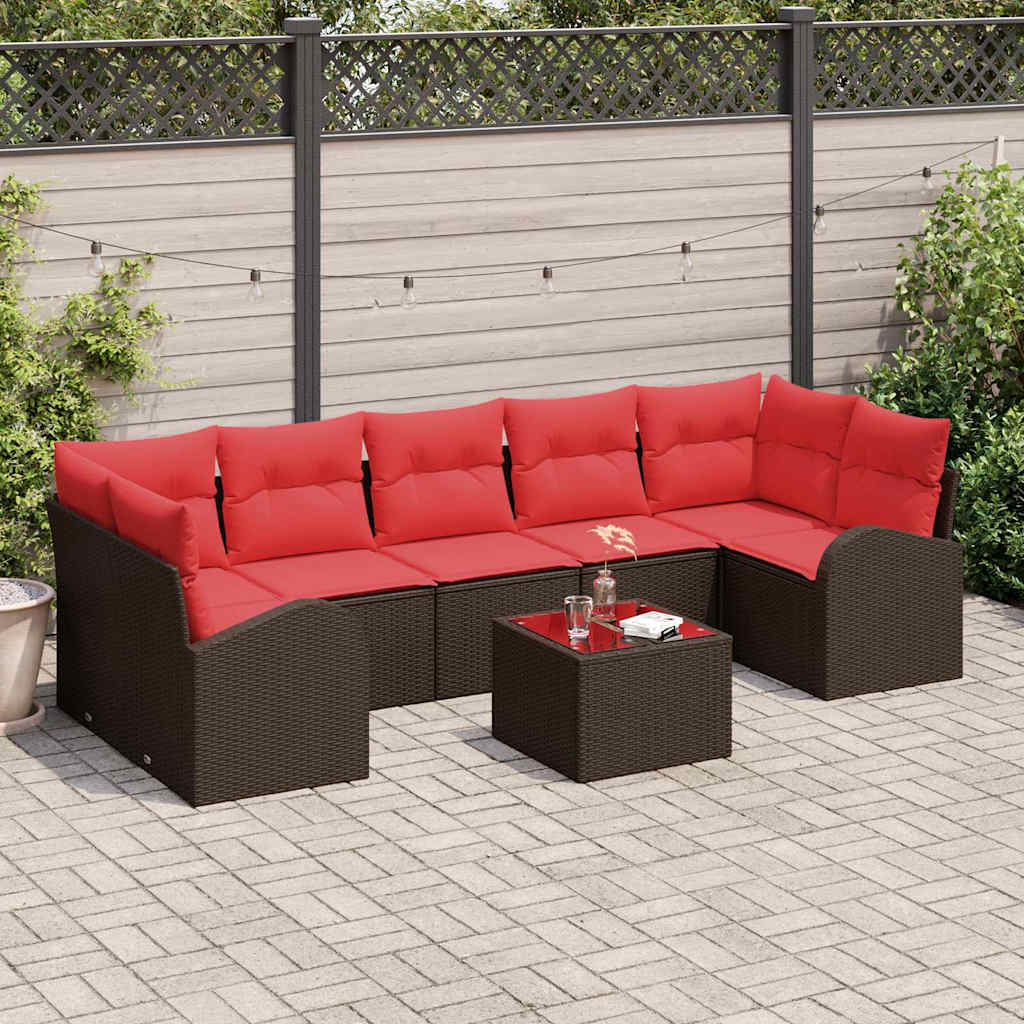 vidaXL Tuinbank Set Bruin en Rood 55 x 55 x 37 cm poly rattan