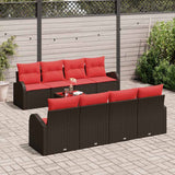 vidaXL Sofa Set 9 pcs Brown and Red Polyester