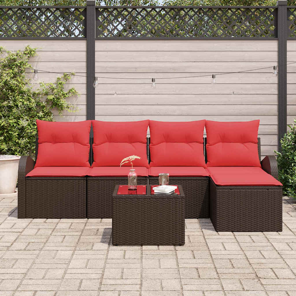vidaXL Tuinbank Set 5 pcs Bruin poly rattan