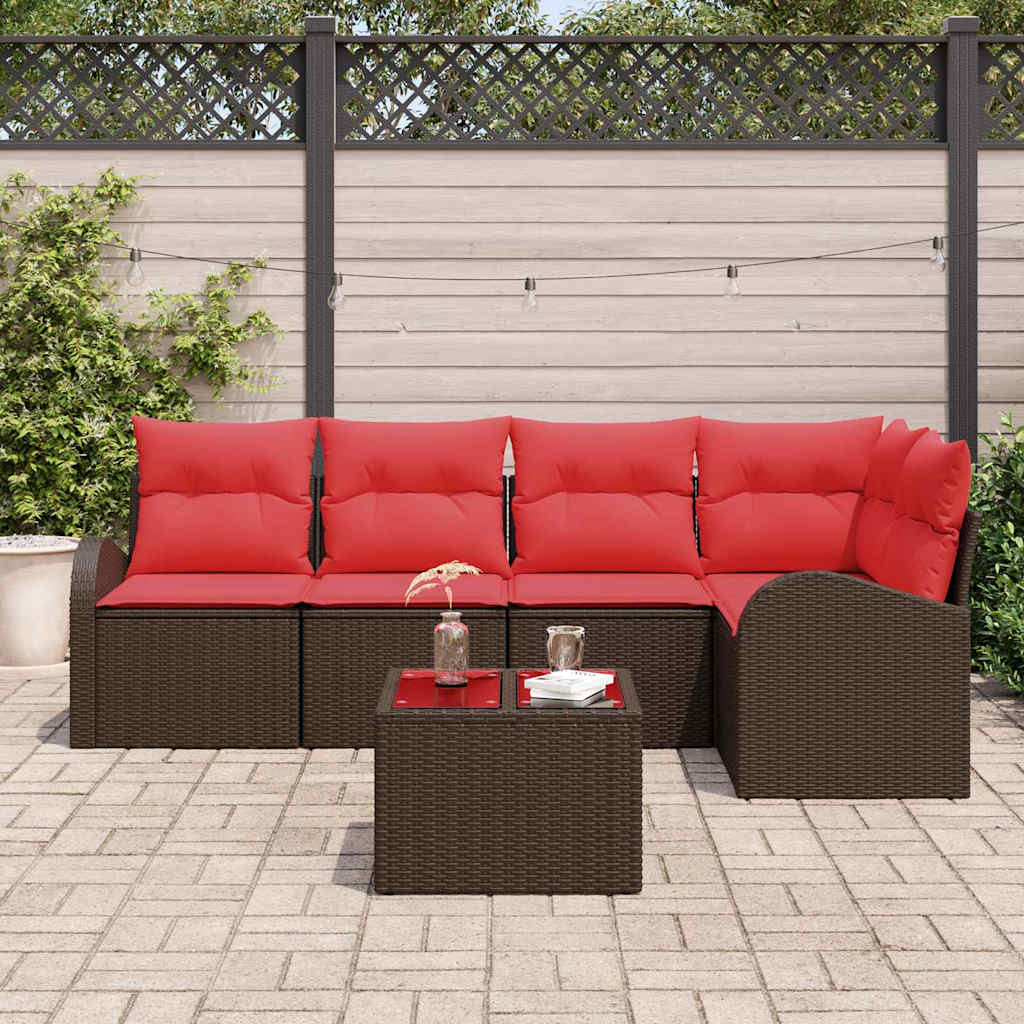 vidaXL Tuinbank Set 5 pcs Bruin poly rattan