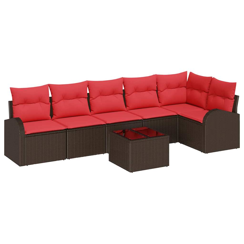 vidaXL Garden Bench Set Brown poly rattan