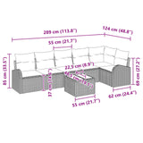 vidaXL Garden Bench Set Brown poly rattan