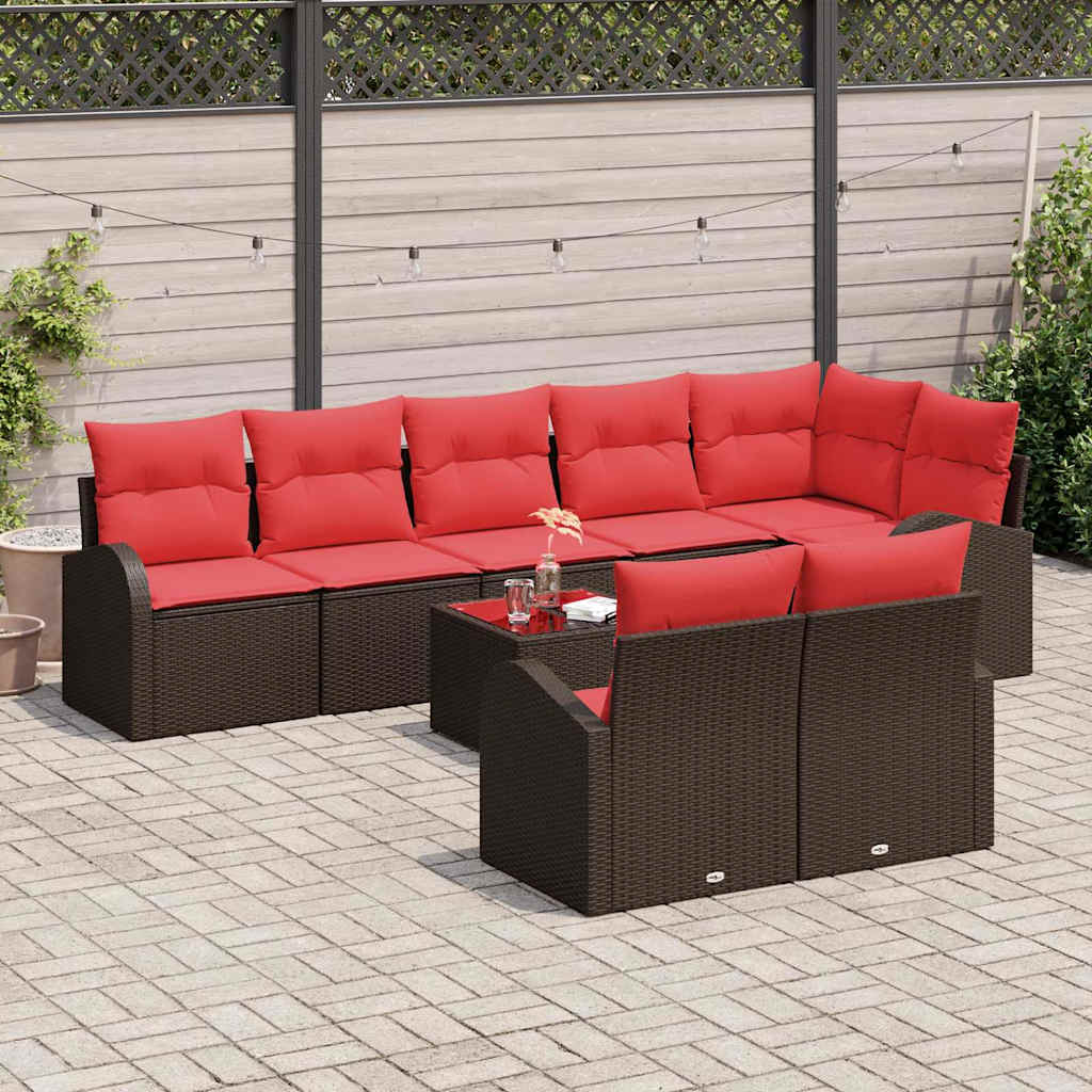 vidaXL Garden Bench Set Brown poly rattan