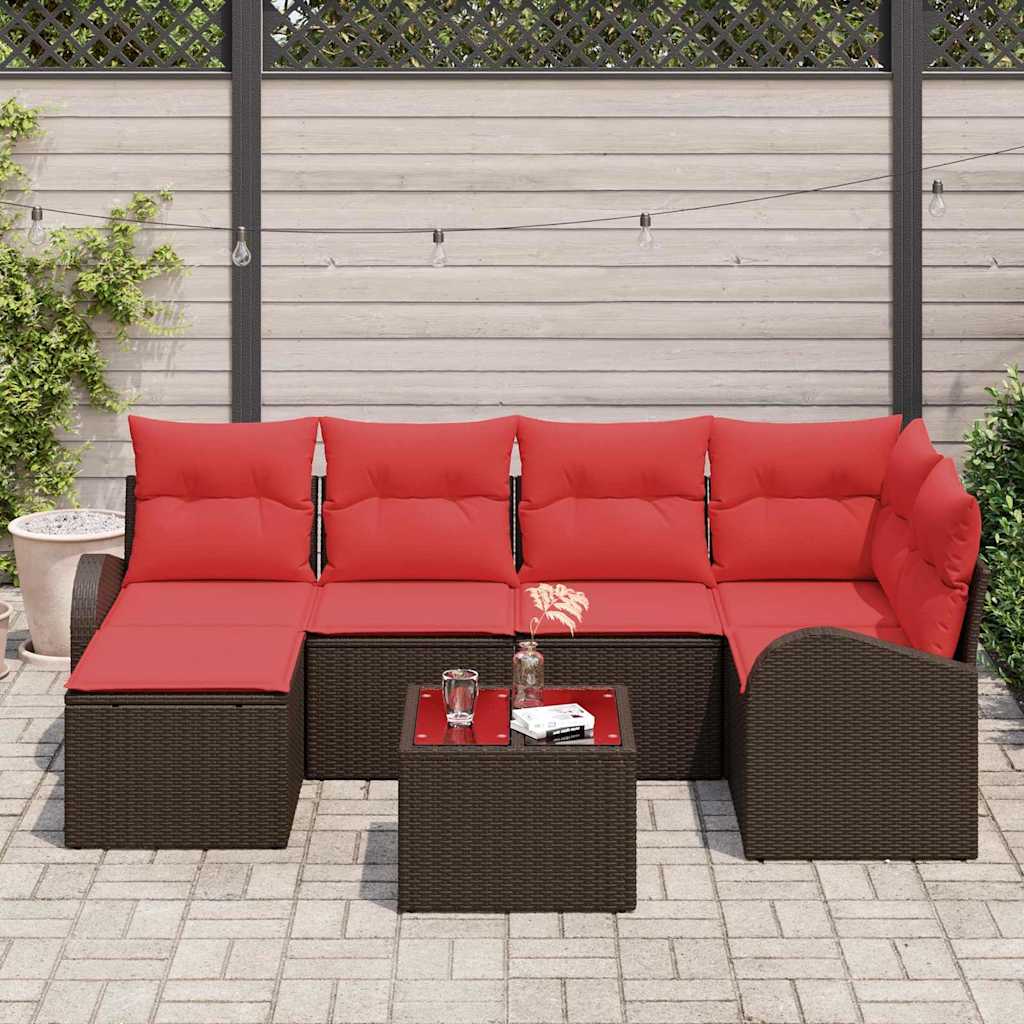 vidaXL Tuinbank Set met kussen 6 pcs Bruin Poly Riet