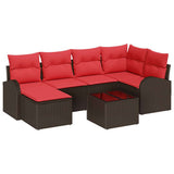 vidaXL Tuinbank Set met kussen 6 pcs Bruin Poly Riet