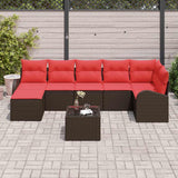 vidaXL Tuinbank Set met kussen 7 pcs Bruin Poly rattan