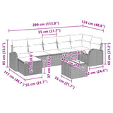 vidaXL Tuinbank Set met kussen 7 pcs Bruin Poly rattan