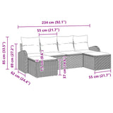 vidaXL Garden Bench Set with cushion 6 pcs Brown Poly Rattan
