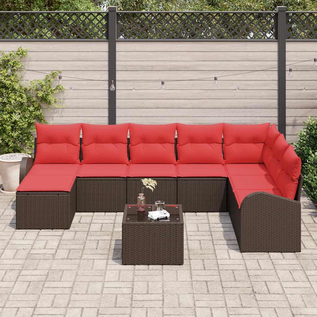 vidaXL Tuinbank Set 8 pcs Bruin Poly rattan