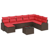 vidaXL Tuinbank Set 8 pcs Bruin Poly rattan