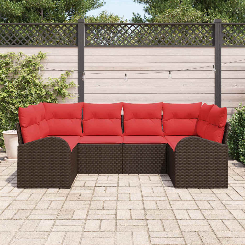 vidaXL Tuinbank Set met kussen 6 pcs Bruin Poly Riet