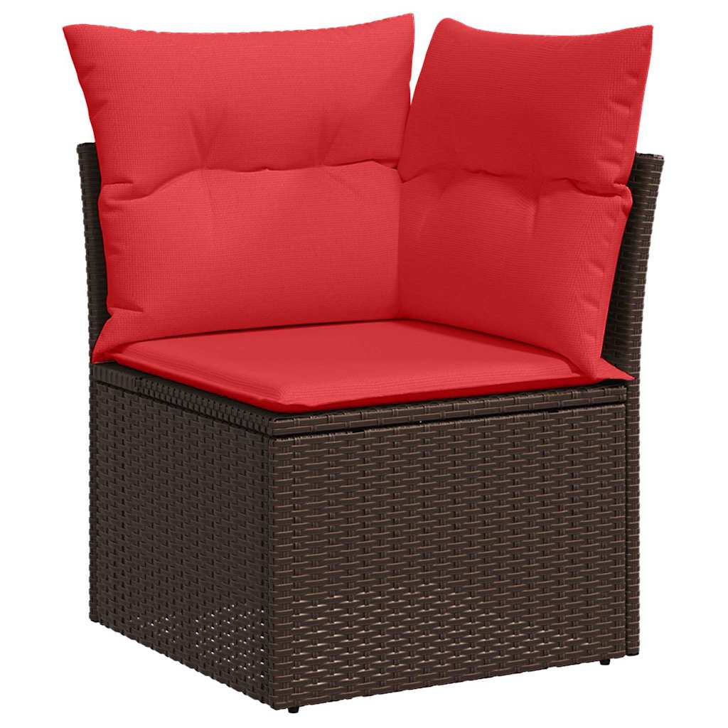 vidaXL Garden Bench Set with Cushion 7 pcs Brown Poly Rattan