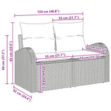 vidaXL Bankstel met kussen Bruin Poly Riet