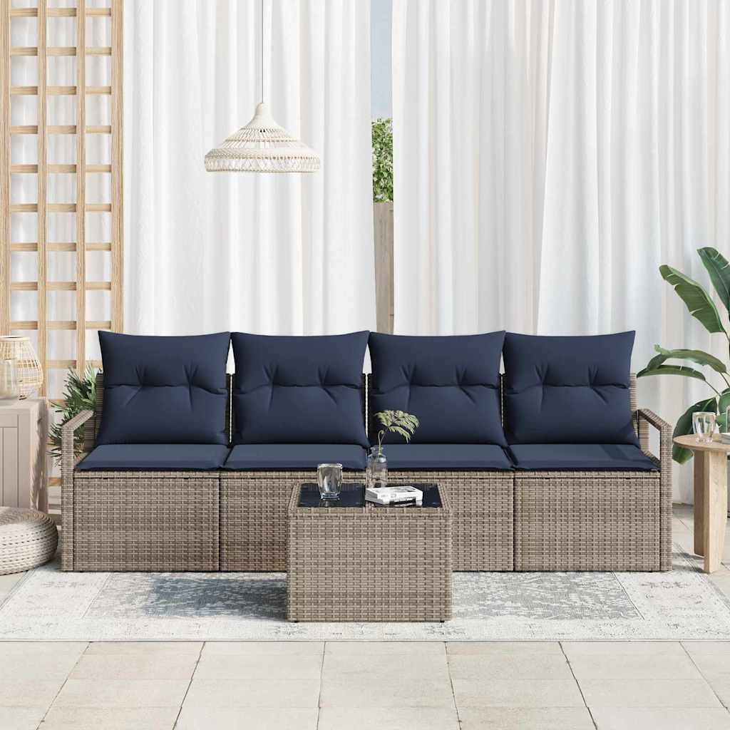 vidaXL Salon de jardin 5 pcs Marron et Rouge résine tressée