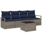 vidaXL Salon de jardin 5 pcs Marron et Rouge résine tressée
