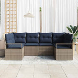 vidaXL Bankstel met kussen 6 pcs Bruin Poly Riet