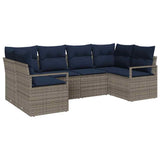 vidaXL Bankstel met kussen 6 pcs Bruin Poly Riet
