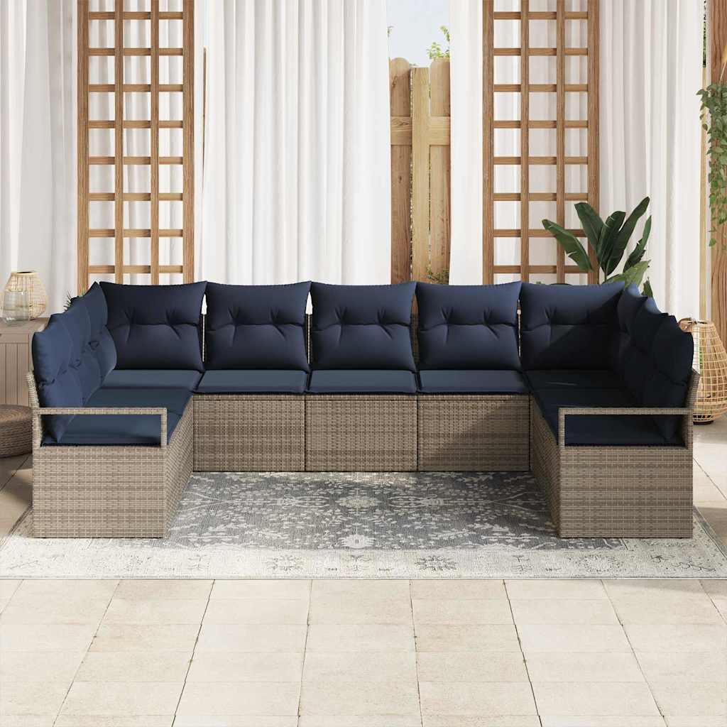 vidaXL Salon de jardin avec coussins 7 pcs Résine tressée Marron