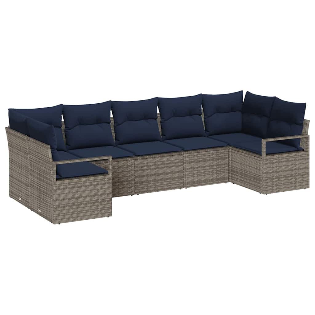vidaXL Salon de jardin avec coussins 7 pcs Résine tressée Marron