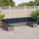 vidaXL Sofa Set with Cushions 10 pcs Brown Poly Rattan
