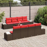 vidaXL Tuinbank Set met kussen 9 pcs Bruin poly rattan