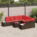 vidaXL Garden Sofa Set with Cushions 9 pcs Brown poly rattan