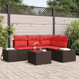 vidaXL Garden Lounge Set with cushions 4 pcs Brown poly rattan