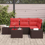 vidaXL Garden Lounge Set with cushions 4 pcs Brown poly rattan