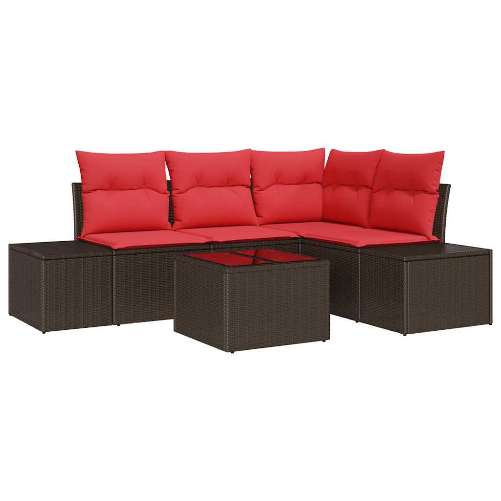 vidaXL Garden Lounge Set with cushions 4 pcs Brown poly rattan