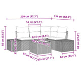 vidaXL Garden Lounge Set with cushions 4 pcs Brown poly rattan