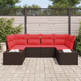 vidaXL Tuinbank Set met kussen 6 pcs Bruin poly rattan